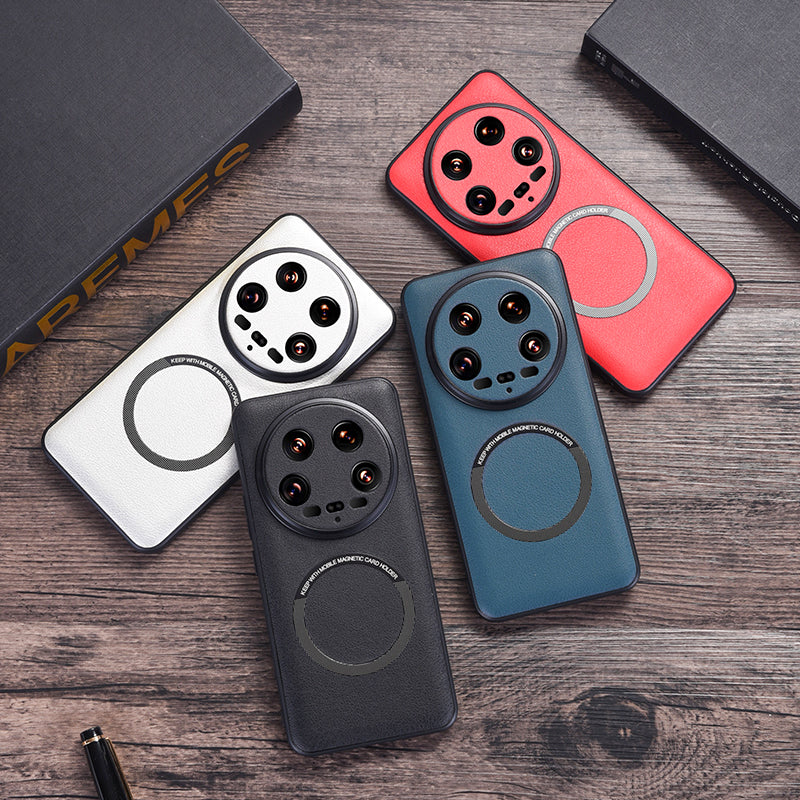For Xiaomi 14 Ultra Magnetic Case PU Leather Coated TPU Cover Compatible with MagSafe For Xiaomi 14 Ultra Magnetic Case PU Leather Coated TPU Cover Compatible with MagSafe
